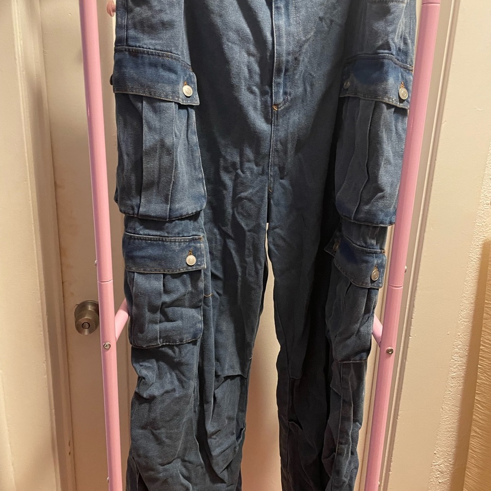 Cargo Denim Jeans - Blue - Picture 2 of 3
